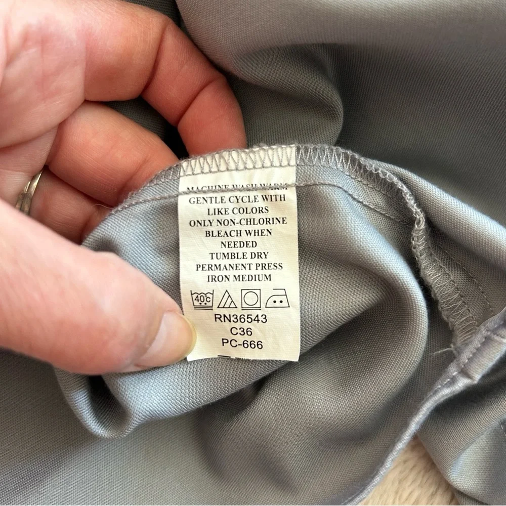 Geoffrey Beene sateen gray wrinkle free‎ dress shirt XXL 18 36/37